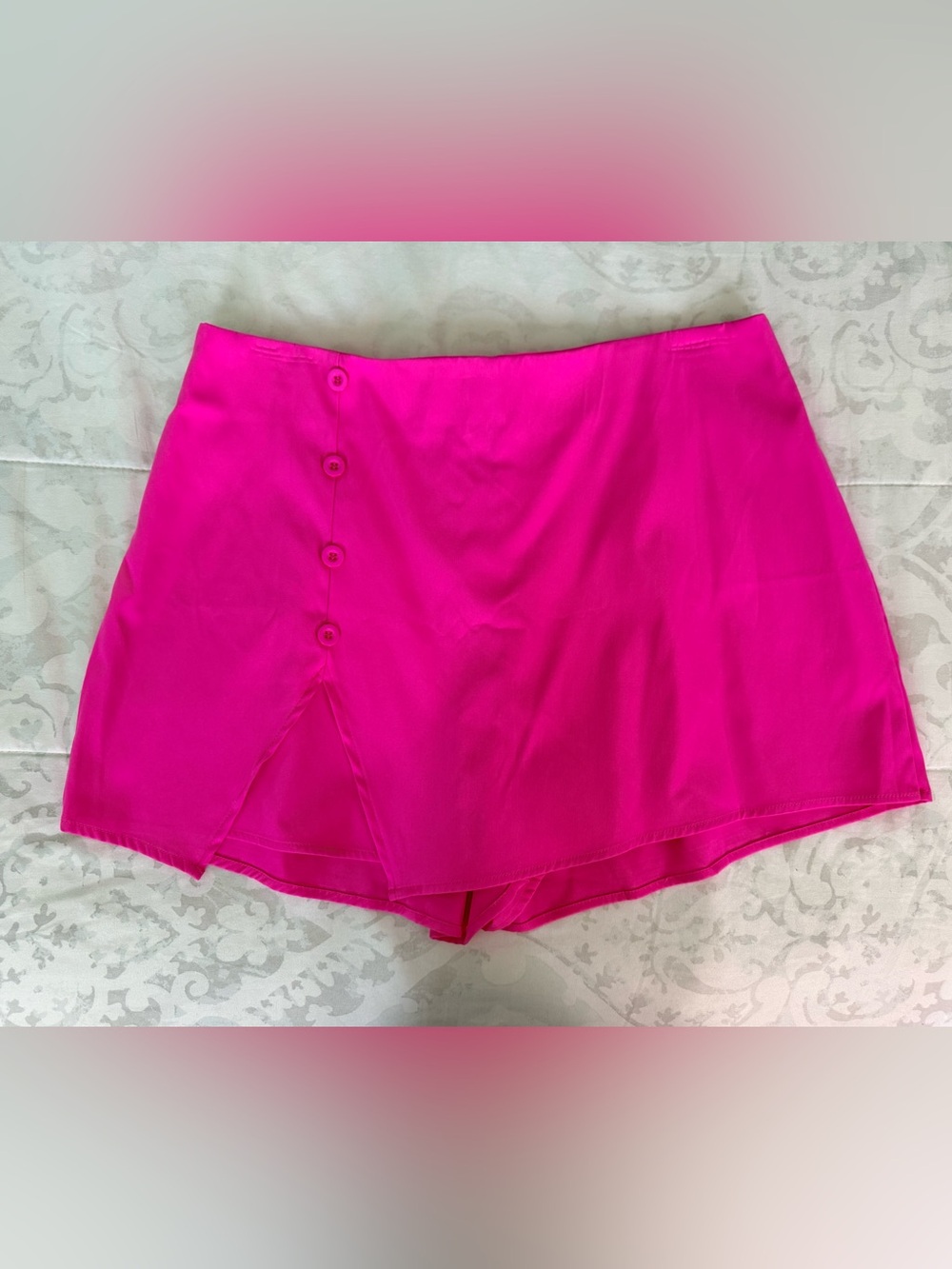 SHEIN Hot Pink Button-Front Skort